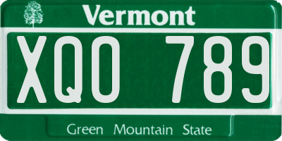 VT license plate XQO789