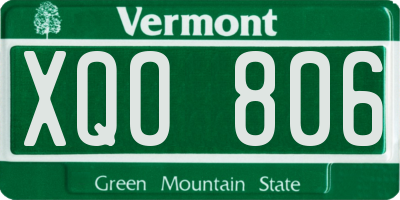 VT license plate XQO806
