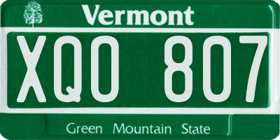 VT license plate XQO807