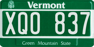 VT license plate XQO837