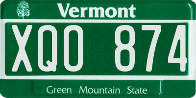 VT license plate XQO874