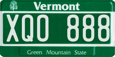 VT license plate XQO888