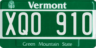 VT license plate XQO910