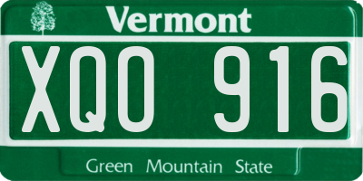 VT license plate XQO916