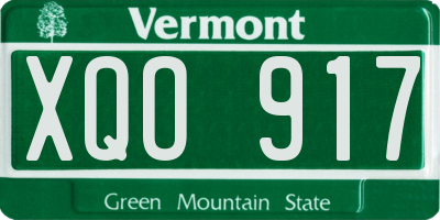 VT license plate XQO917