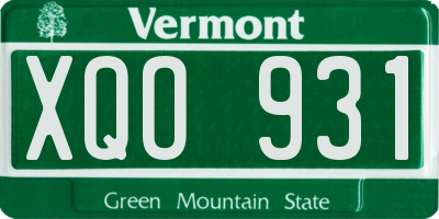 VT license plate XQO931