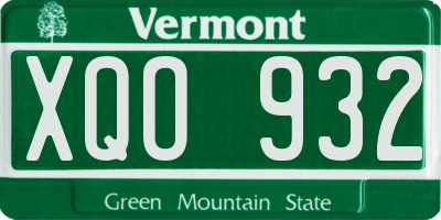VT license plate XQO932