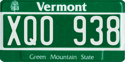 VT license plate XQO938