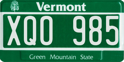 VT license plate XQO985