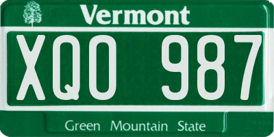 VT license plate XQO987