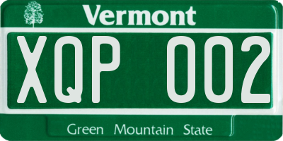 VT license plate XQP002