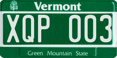 VT license plate XQP003