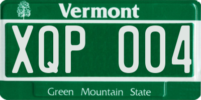VT license plate XQP004
