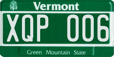 VT license plate XQP006