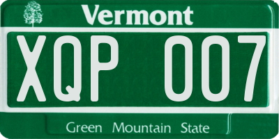 VT license plate XQP007