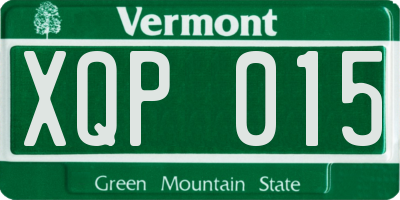 VT license plate XQP015