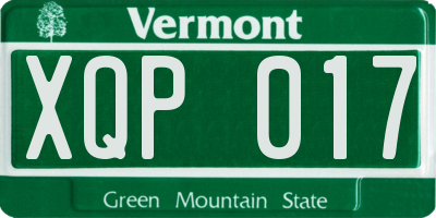 VT license plate XQP017