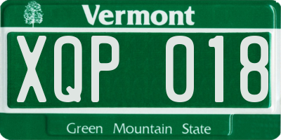VT license plate XQP018