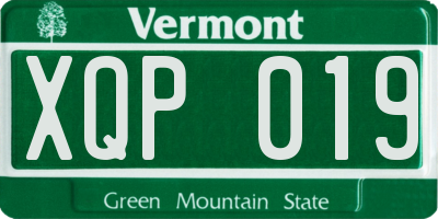 VT license plate XQP019