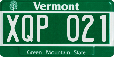 VT license plate XQP021