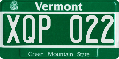 VT license plate XQP022