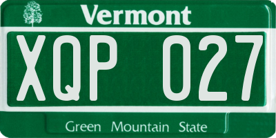 VT license plate XQP027