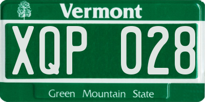 VT license plate XQP028