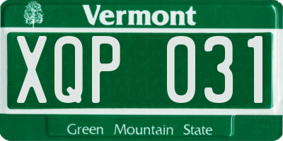 VT license plate XQP031
