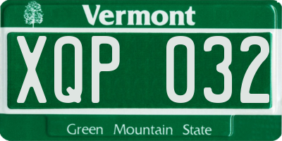 VT license plate XQP032