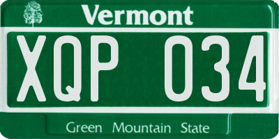 VT license plate XQP034