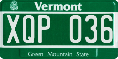 VT license plate XQP036
