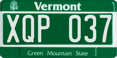 VT license plate XQP037