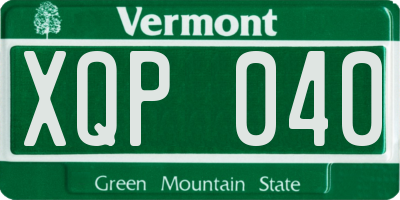 VT license plate XQP040