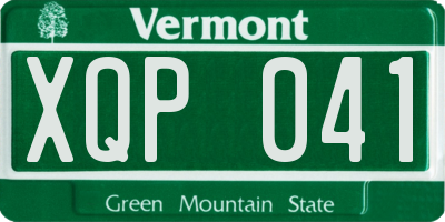 VT license plate XQP041
