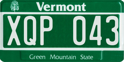 VT license plate XQP043