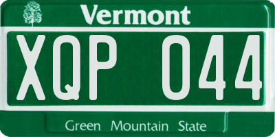 VT license plate XQP044