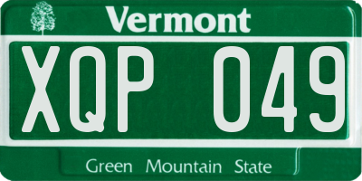 VT license plate XQP049