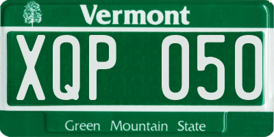 VT license plate XQP050