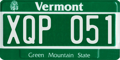 VT license plate XQP051