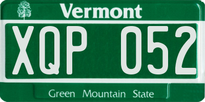 VT license plate XQP052