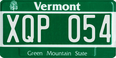 VT license plate XQP054