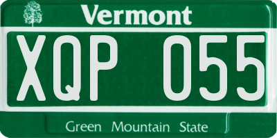 VT license plate XQP055