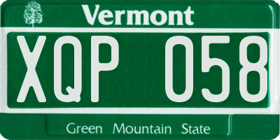 VT license plate XQP058
