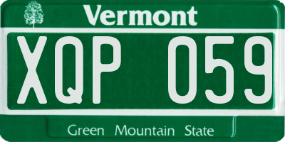VT license plate XQP059