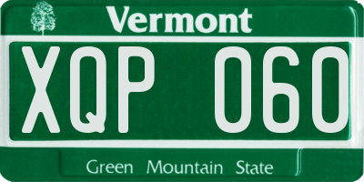 VT license plate XQP060