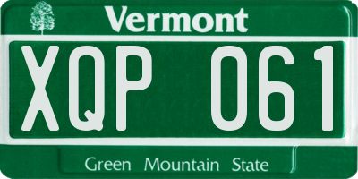 VT license plate XQP061