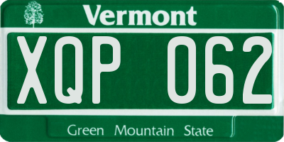 VT license plate XQP062