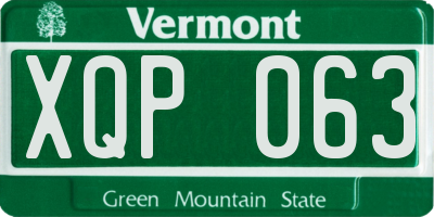 VT license plate XQP063