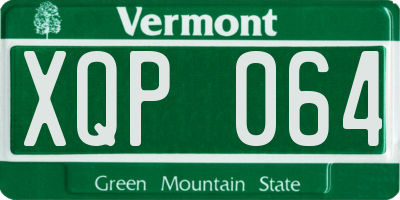 VT license plate XQP064