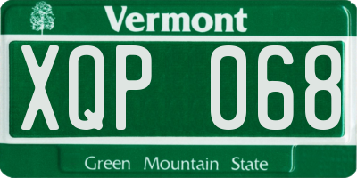 VT license plate XQP068